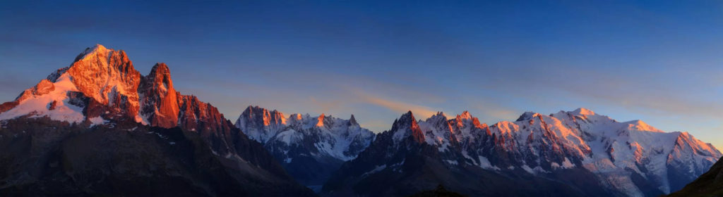 Fly Private to Chamonix. Chamonix Panorama at dusk