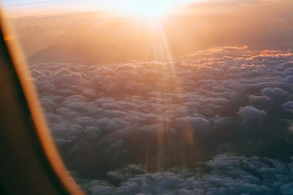 Stunning sky view from on-board of a private jet