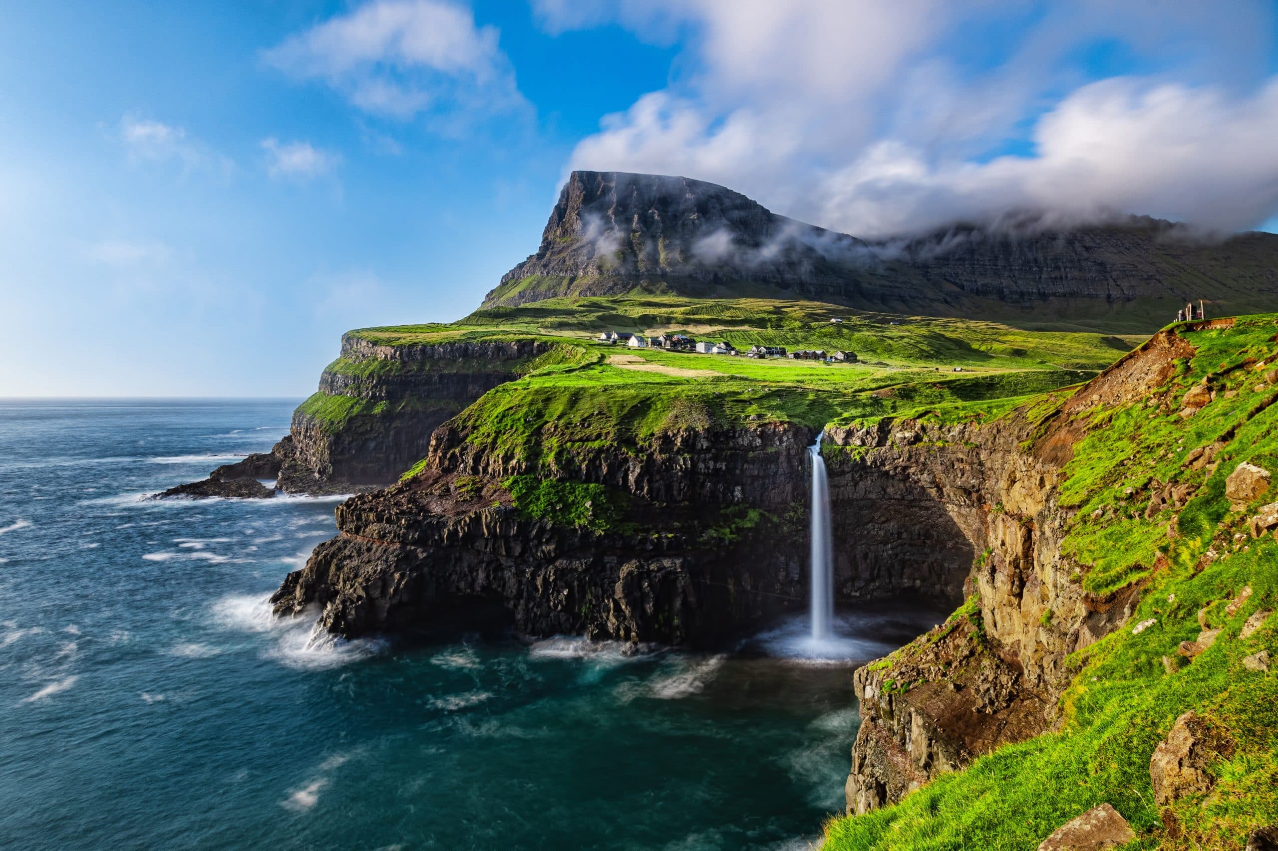 Discover the enchanting Faroe Islands, a forgotten gem and private jet destination offering unparalleled natural beauty, including the captivating Mulafossur Waterfall