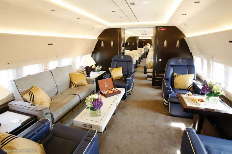 Step inside Alisher Usmanov's opulent private jet, featuring lavish furnishings and state-of-the-art amenities, making it one of the most expensive private jets for an unparalleled travel experience