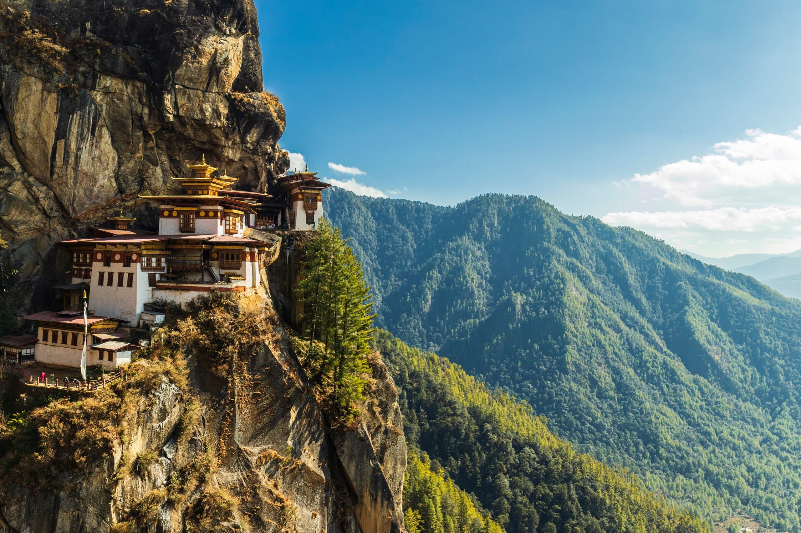 Perched on a cliffside, the mystical Tiger's Nest Monastery in Bhutan invites travelers to a one-of-a-kind private jet destination, offering a spiritual journey and breathtaking views