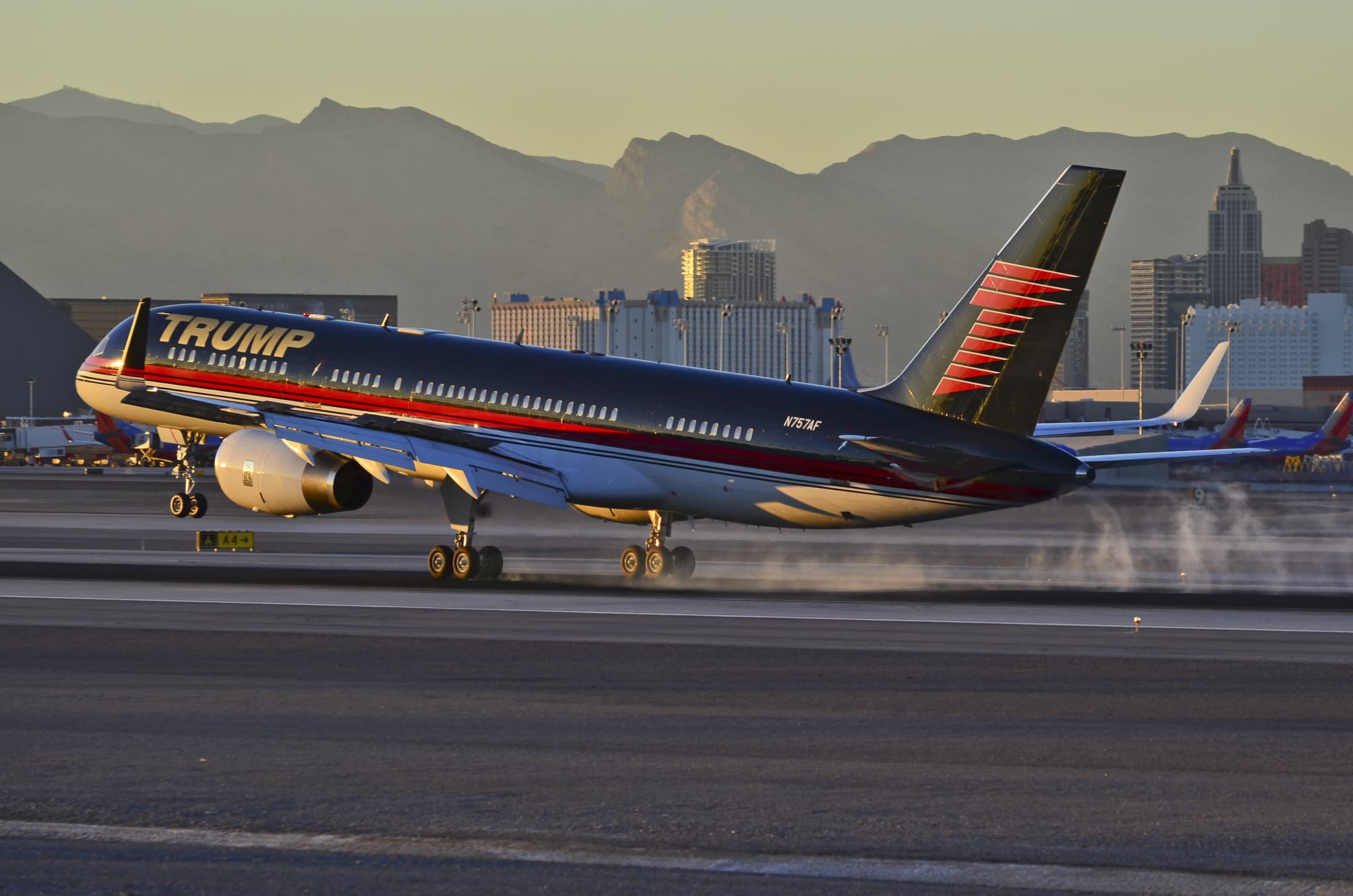 Donald Trump's luxurious jet touches down, showcasing one of the most expensive private jets in the world and epitomizing the pinnacle of air travel extravagance