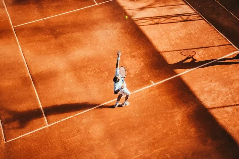 A tennis player at game