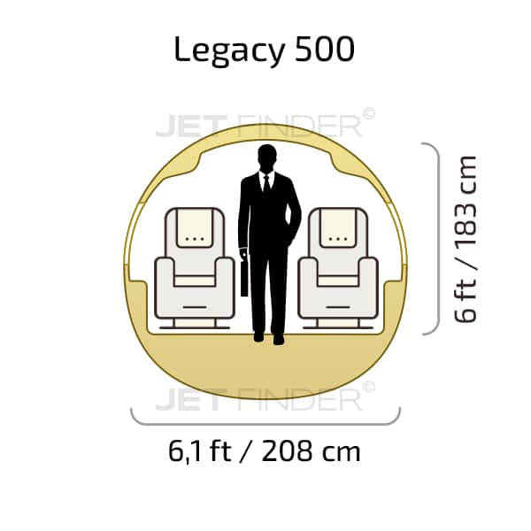 Legacy 500 cabin dimensions