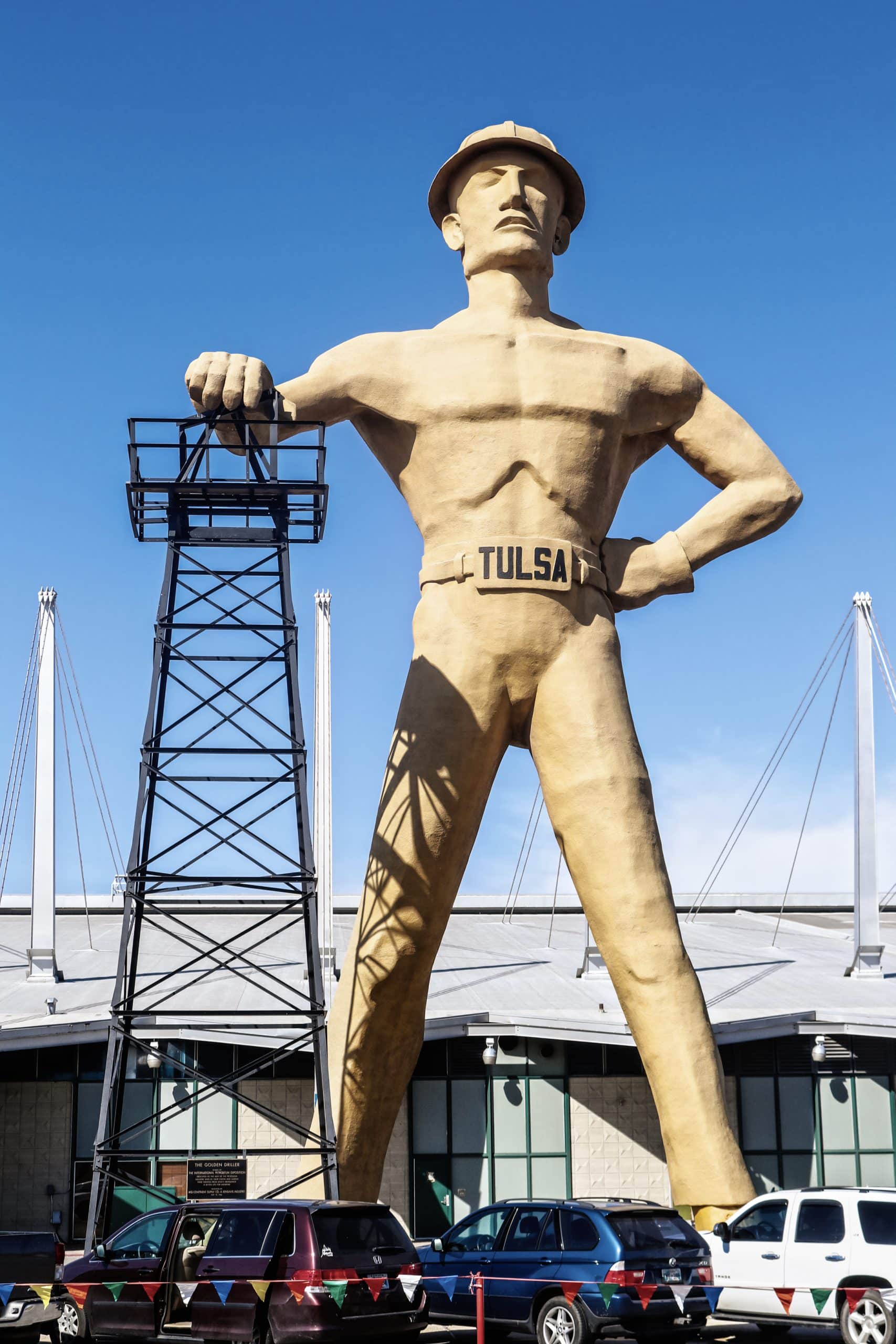 The Golden Driller, Tulsa, USA. Fly Private Jet.