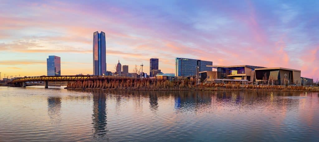 Sunset view of the Oklahoma City, USA. FLy private to Oklahoma