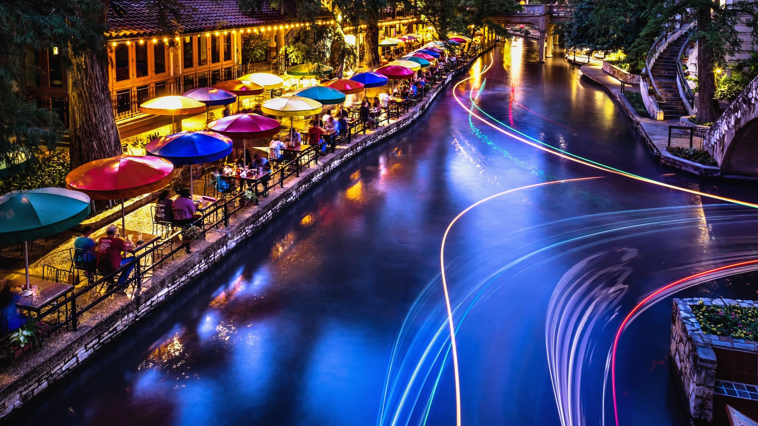 San Antonio Riverwalk. Fly private Jet.