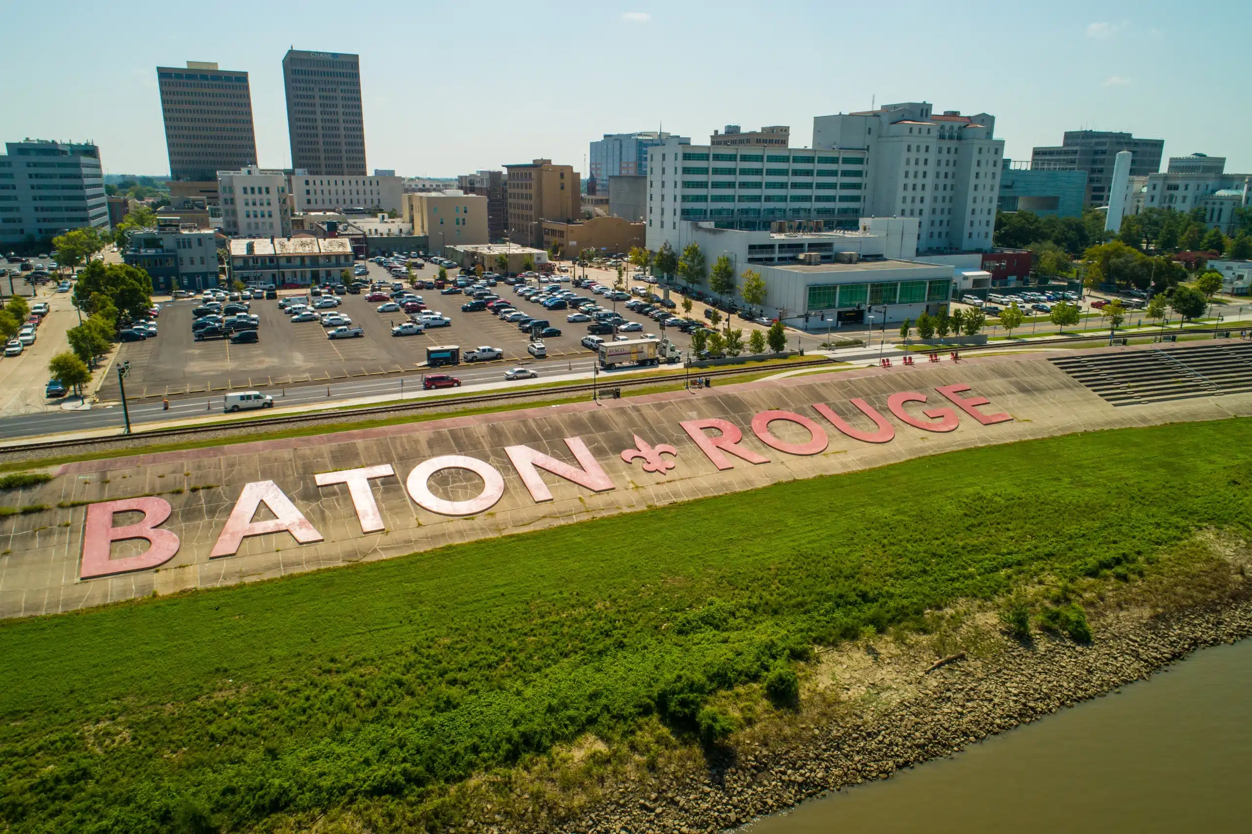 Downtown Baton Rouge by the Mississippi River