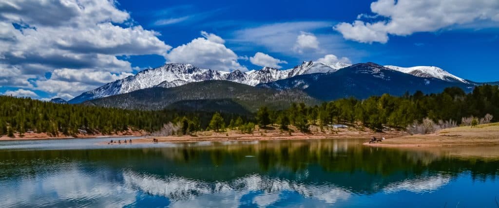 Pikes Peak Mountains in Colorado Spring, Colorado, US