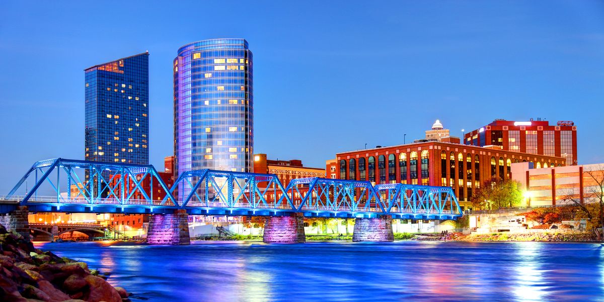 Downtown Grand Rapids at Night, Michigan, USA
