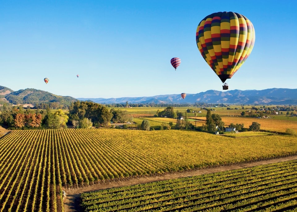 Hot air ballooning in Napa Valley, California, USA