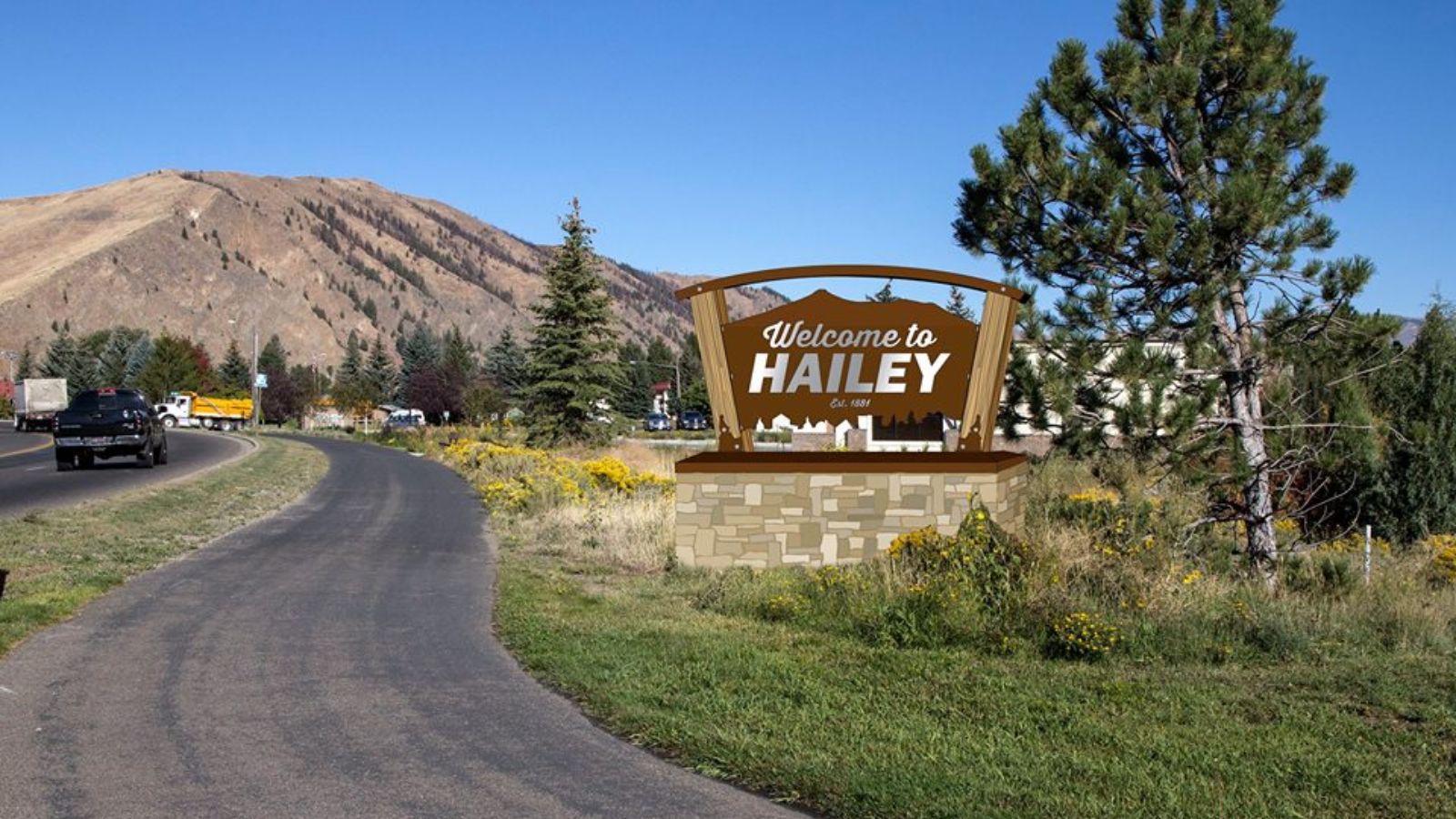 "Welcome" sign in Hailey, Idaho. Fly Private Jet.