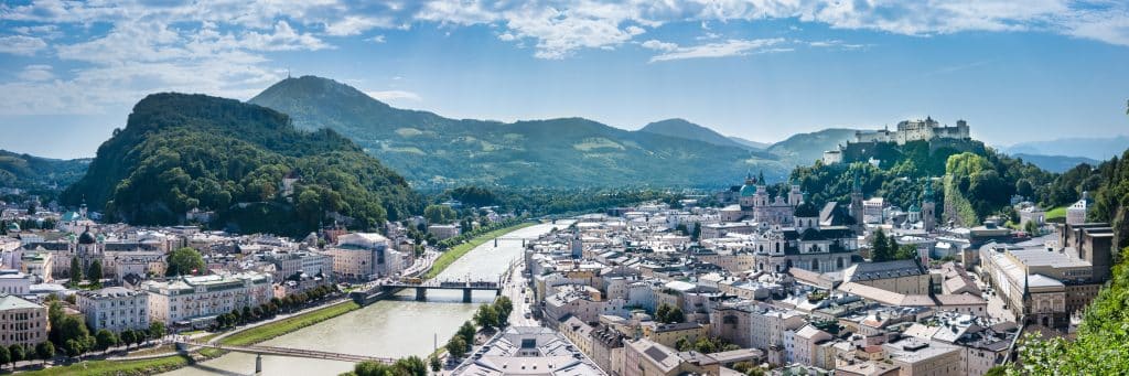 Panoramic view of Salzburg. Salzburg Private Jet Charter