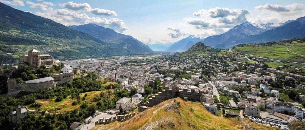 Sion, the capital of the Canton Valais in Switzerland. Fly Private Jet.