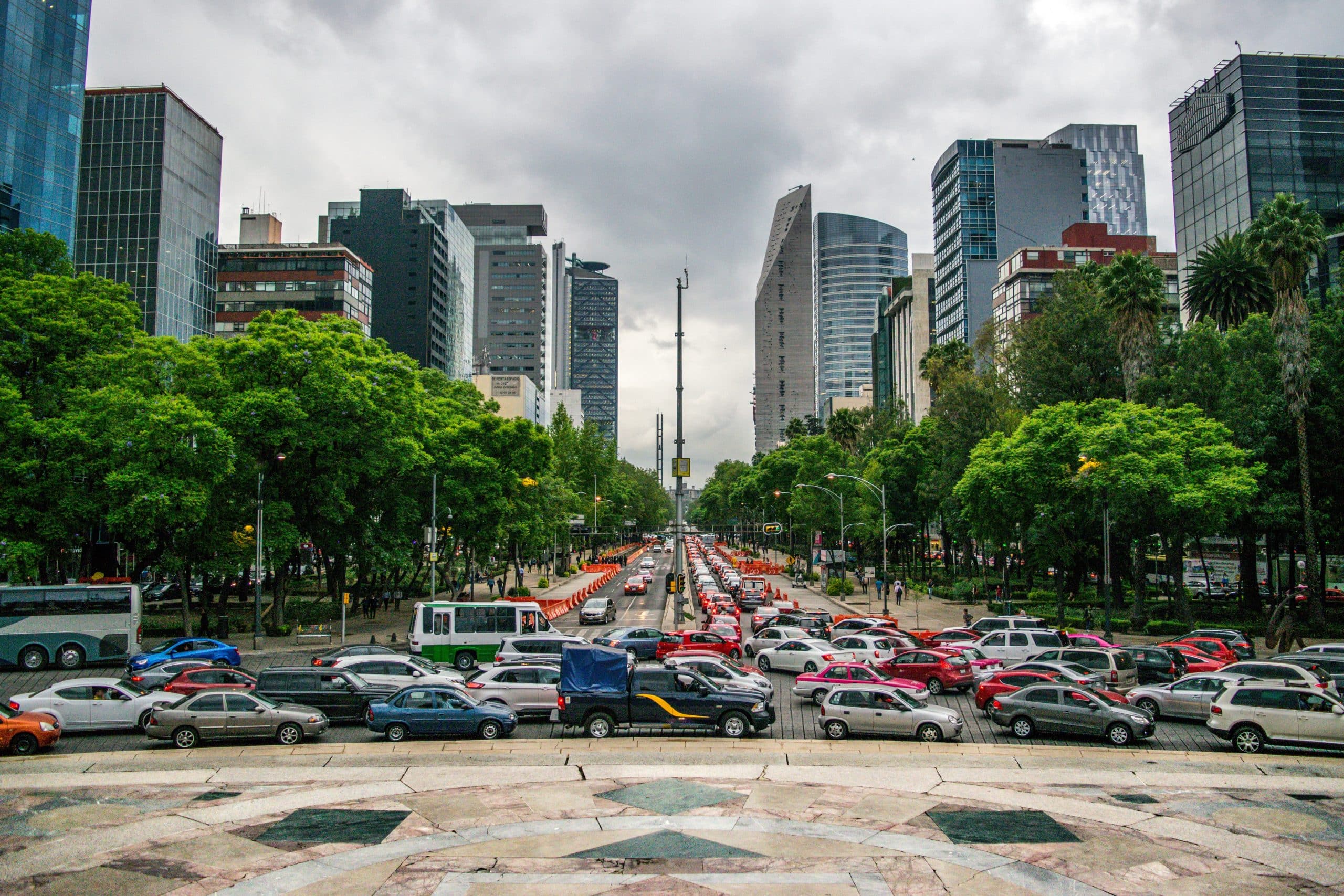 Mexico City downtown traffic