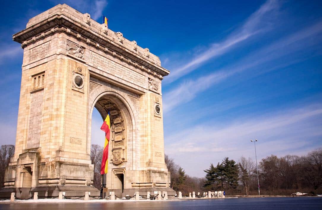 Bucharest's Arch of Triumph. Fly Private to Bucharest
