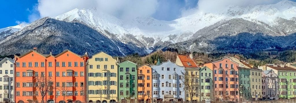 The historic city center of Innsbruck. Fly Private Jet.