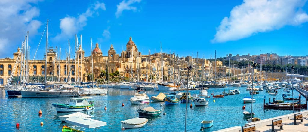 Panoramic view of Vittoriosa city and harbour. Valletta, Malta. Fly Private to Valletta