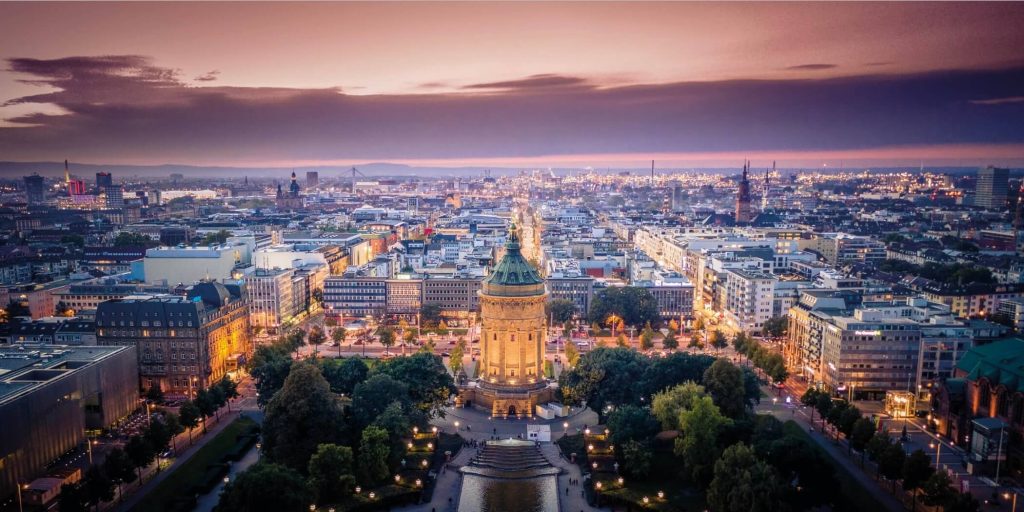 Germany, Mannheim, Water Tower. Fly Private to Mannheim.