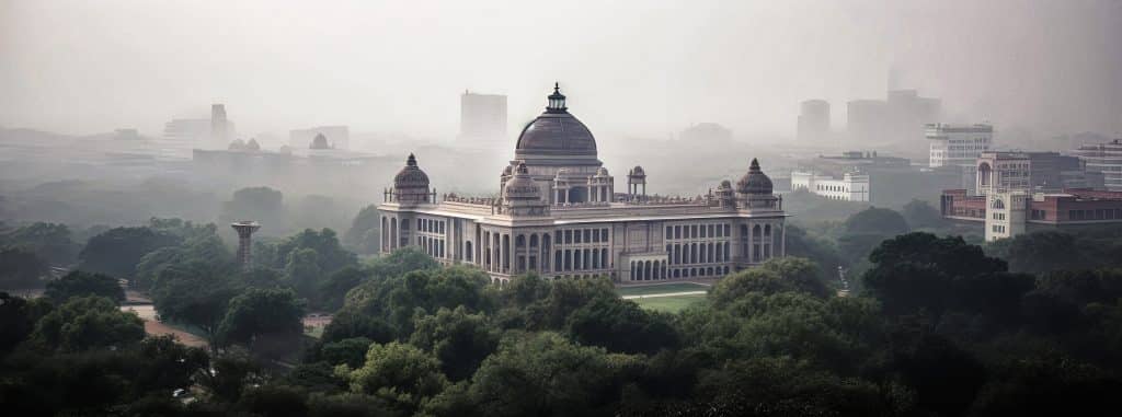 Scenic New Delhi Skyline. Fly Private to New Delhi.