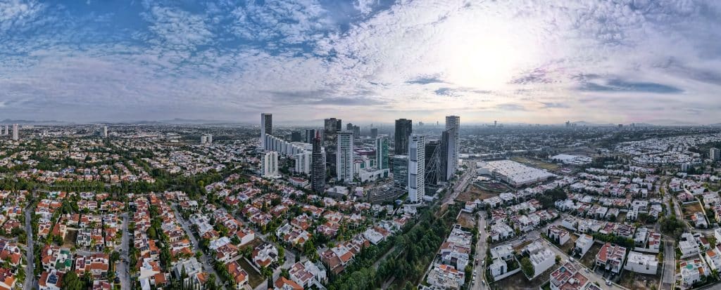 Vista aerea de los mas grandes rascacielos de Guadalajara Jalisco, Mexico