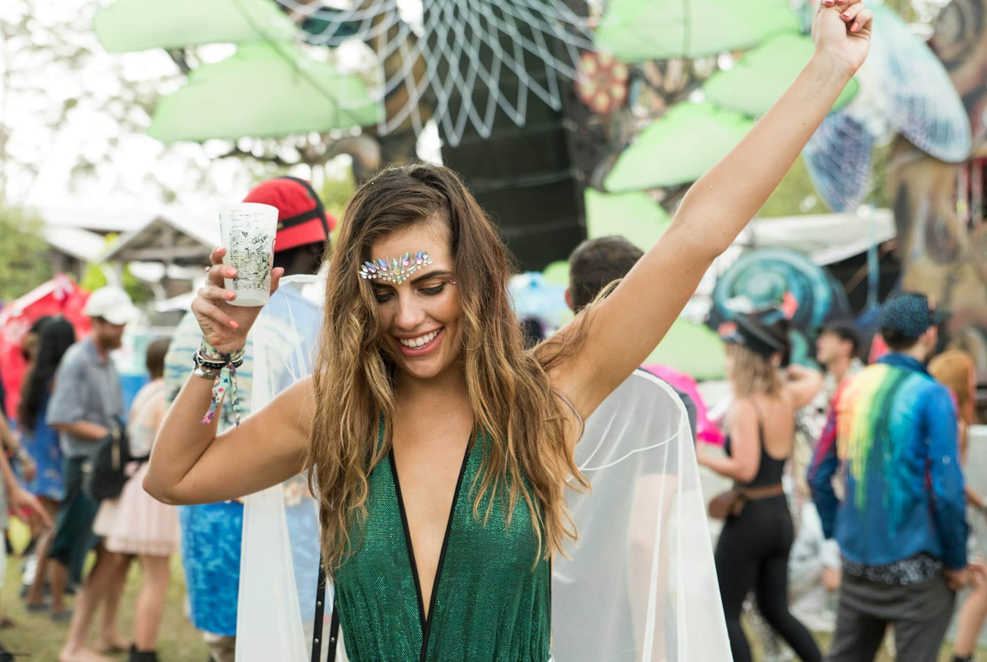 Woman in Green Dress, Music Festival Attendee