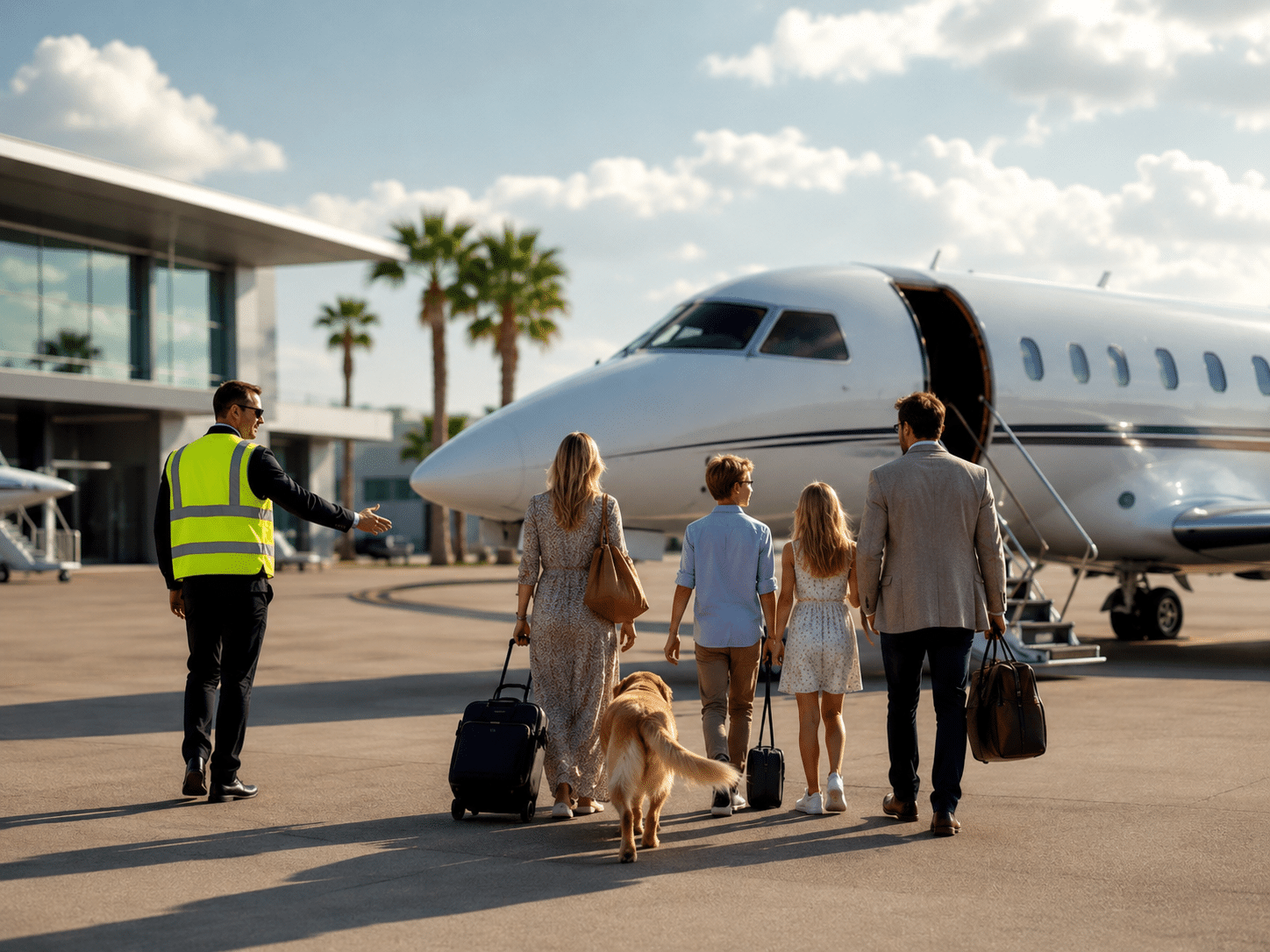 Departing on a private jet from FBO